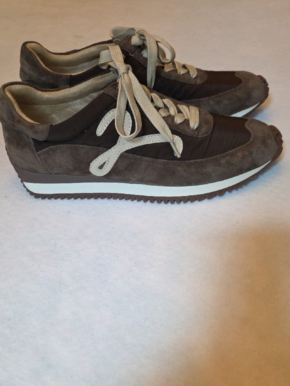 Vaneli Brown and Cream Suede-Trim Lace-Up Sneakers - Picture 3 of 6